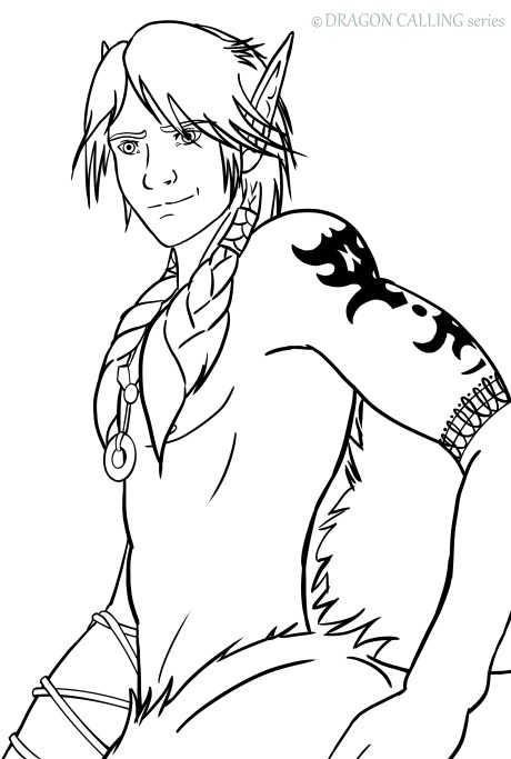 Line Art Dragon Calling Bez