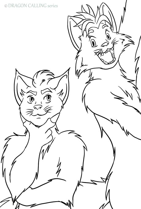 Line Art Dragon Calling Cab and Taij